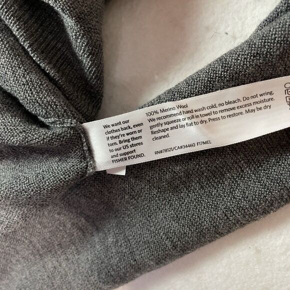 Eileen Fisher Sweater Womens Small Gray Merino Wool V Neck Tunic Longline Slits - Picture 3 of 6